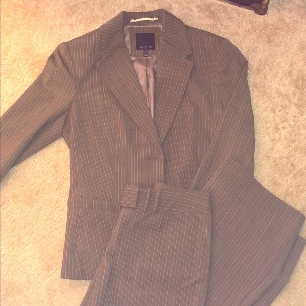 EUC The Limited pant suit brown pinstripes